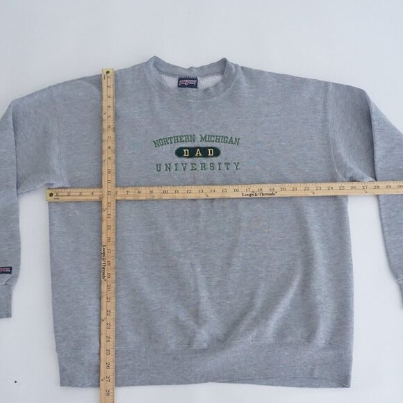 Vintage Jansport Gray Green Embroidered Northern Michigan U Dad Crewneck Sweater - Picture 3 of 9